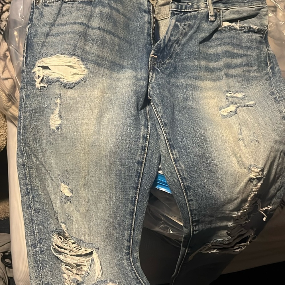 Abercrombie and Fitch Men's Distressed Slim Jeans light wash